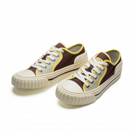 Sneakers PAN PAN ! low Femme - Bordeaux, jaune et bleu ciel